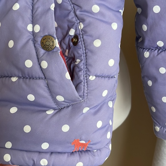 Mini Boden girls 7-8y puffer jacket/vest purple polka dot - Picture 5 of 13